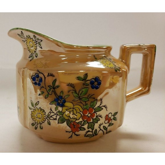 Creamer, Lusterware Gold Handpainted, Trico, Nagoya Japan, Vintage, VG Floral - Picture 2 of 7